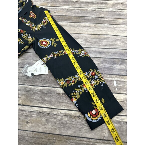 ModCloth Top Blouse Womens Size XL Gray Floral Long Sleeve Front Tie BOHO New - Picture 15 of 15